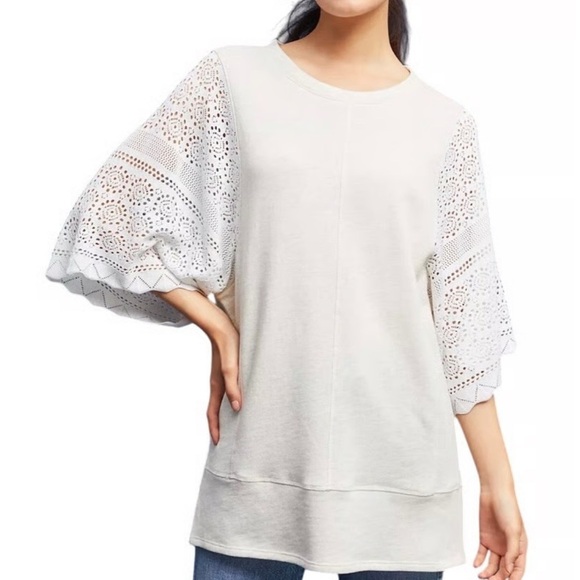 Anthropologie Tops - Anthropologie Akemi Kin Coro Dolman Crochet Knit Pullover Sweatshirt Large